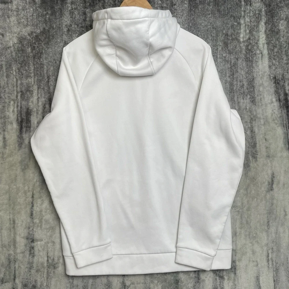 Nike Big Center Embroidered Blue Swoosh White Hoodie‎ Sweatshirt Medium